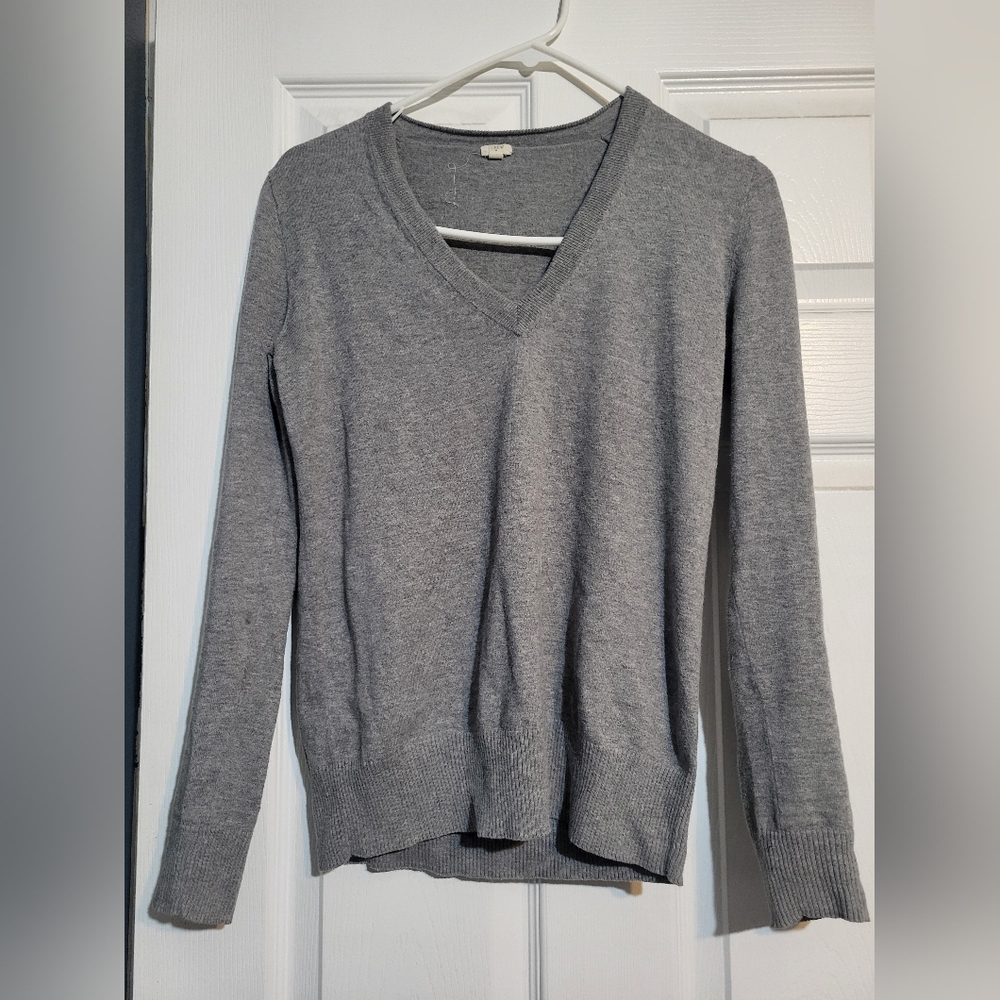 J. Crew Classic Gray V-Neck Sweater